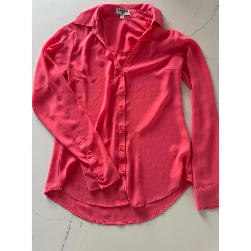 Express The Portofino Coral Pink Slim Fit Button-Up Shirt XS